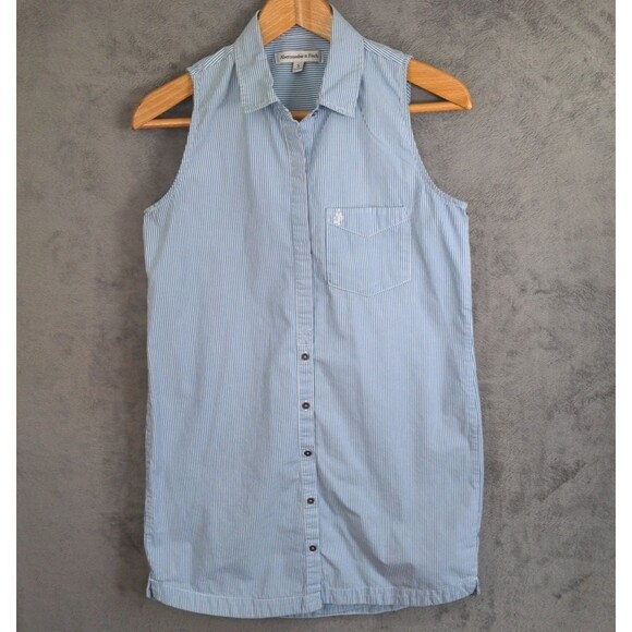 Abercrombie & Fitch Dresses & Skirts - Abercrombie & Fitch Shirt Dress Sleeveless Striped Mini Sz S Blue Preppy Coastal